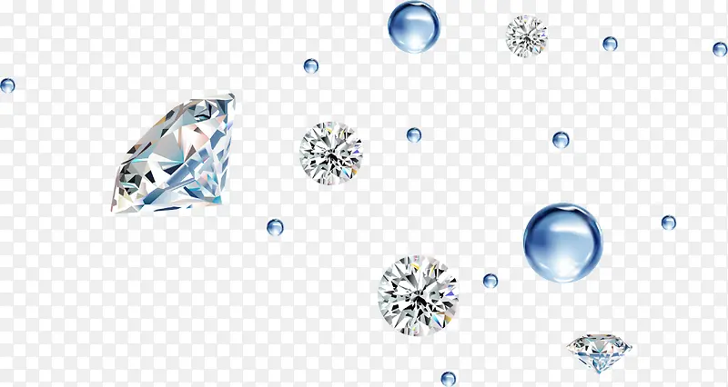 蓝色简约珠宝钻石漂浮素材