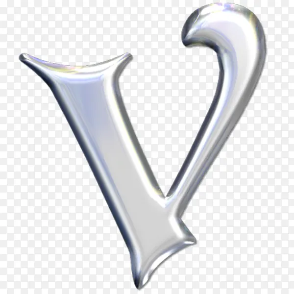 银色金属英文字母v