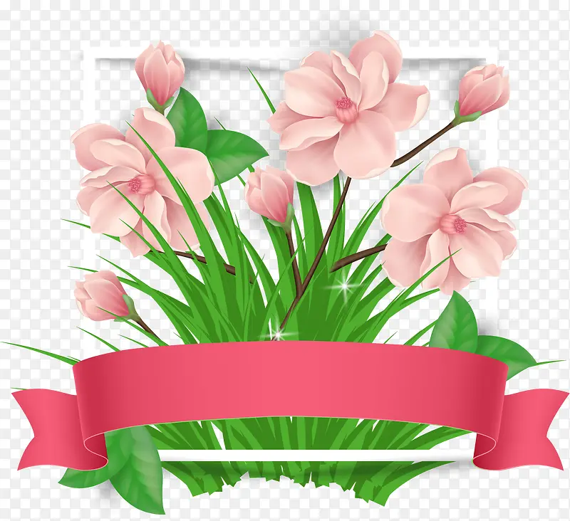 矢量粉色花枝