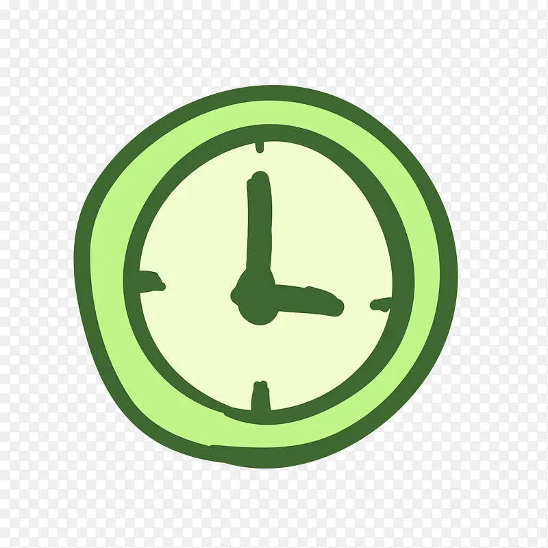 绿色手绘线稿时间钟表元素