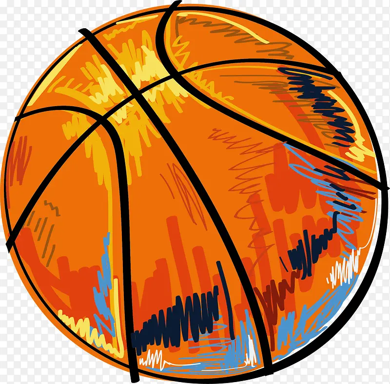手绘橙色篮球