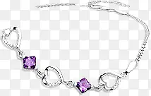 纯银爱心手链紫水晶