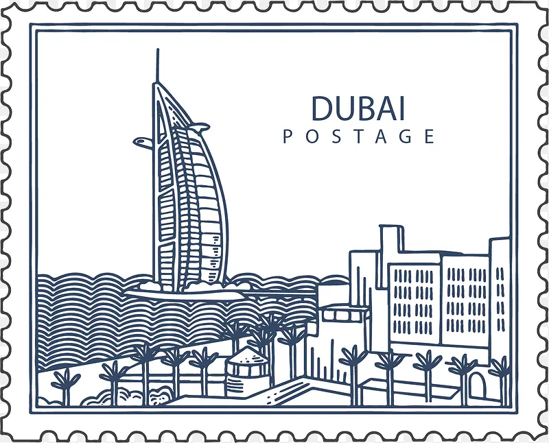 矢量图阿联酋城市迪拜邮票
