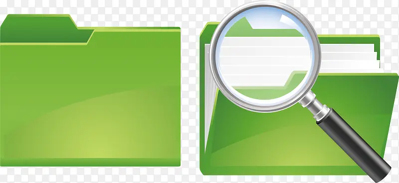 绿色文件夹与放大镜
