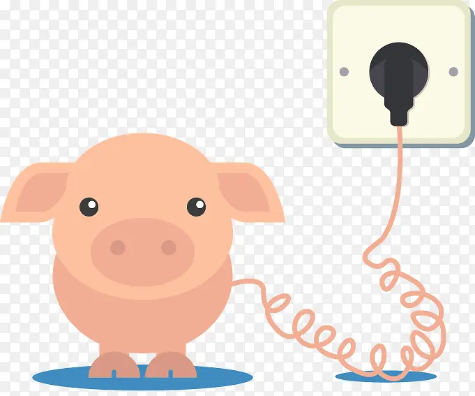 小猪充电创意矢量