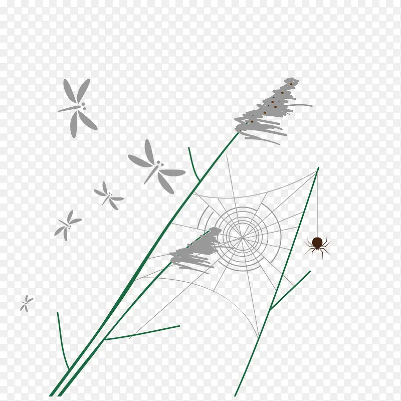 矢量蜻蜓和草