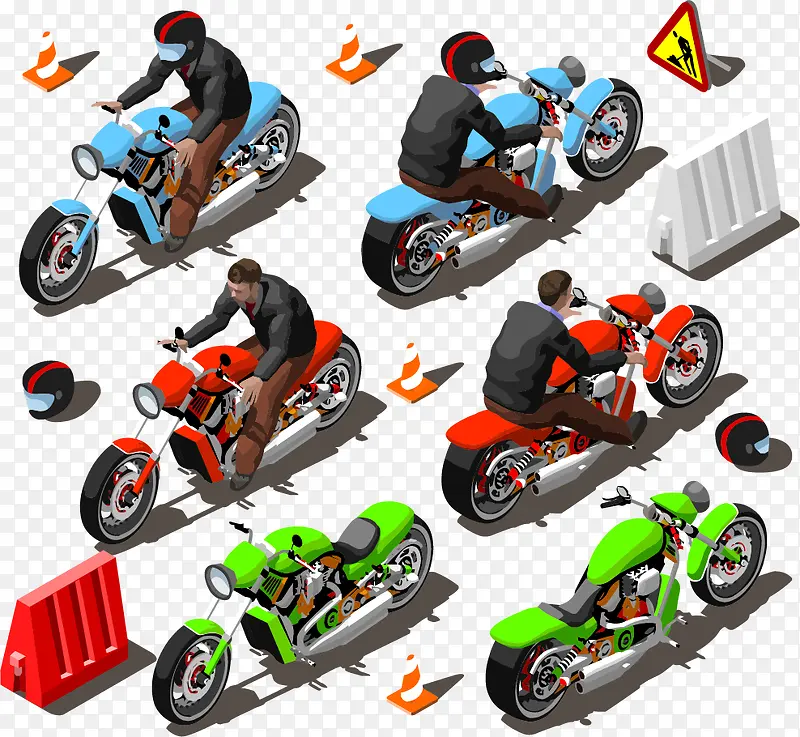 矢量摩托车造型图标素材