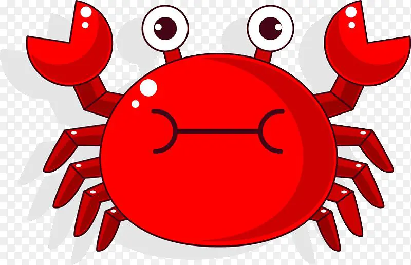 手绘卡通海鲜红色螃蟹