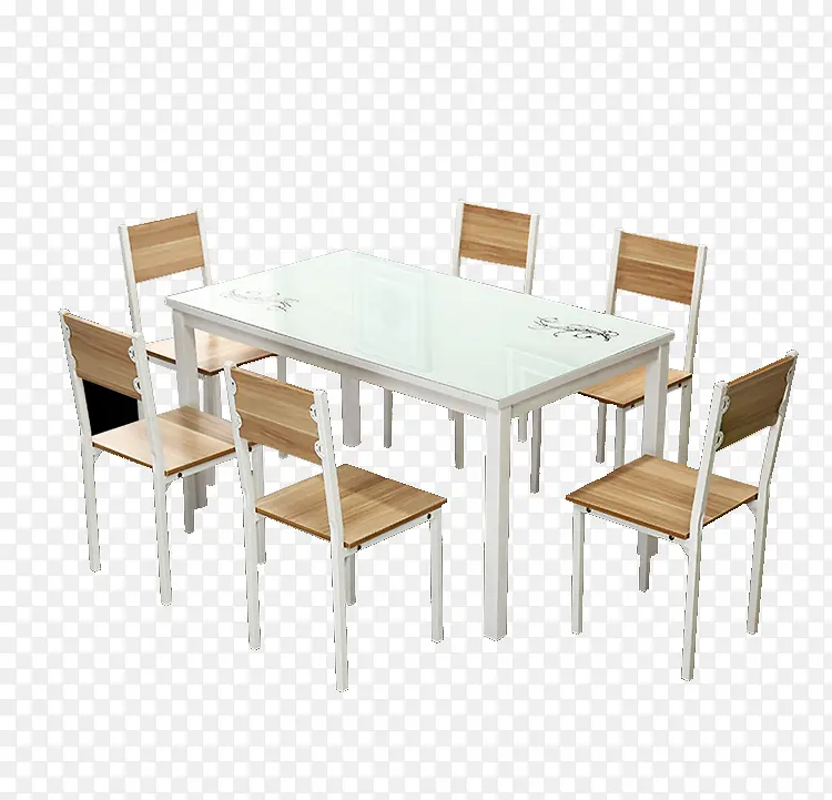 简约钢化玻璃餐桌实物素材