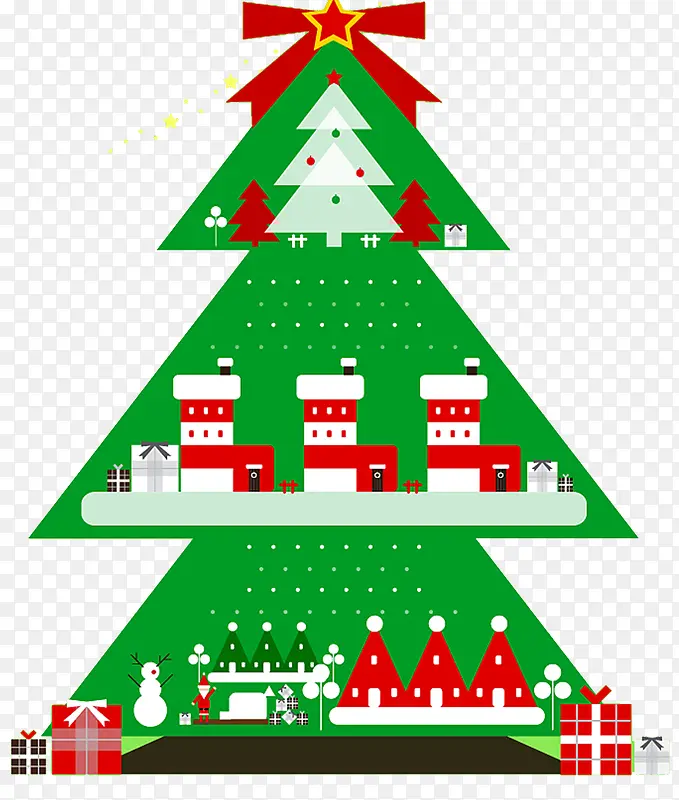扁平化风格圣诞树