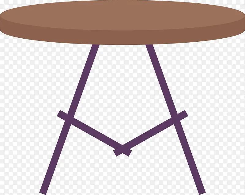 矢量图水彩棕色圆桌子