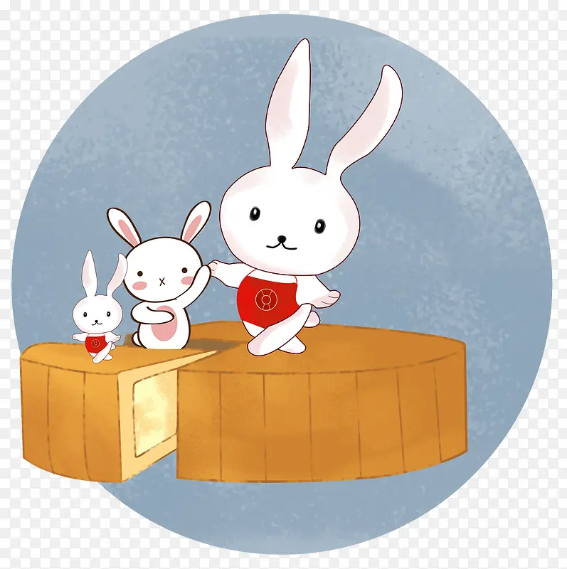卡通手绘装饰月饼兔子