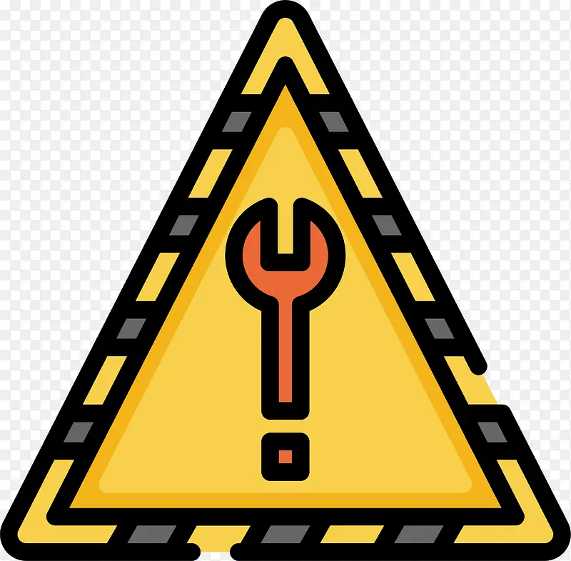 扁平风卡通工业工具警告牌图标
