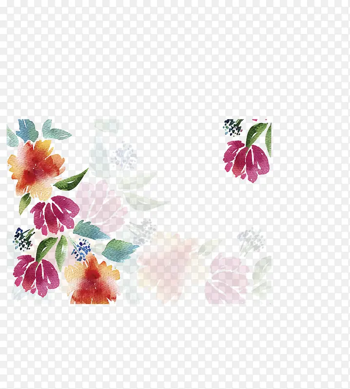 手绘水彩花朵花纹