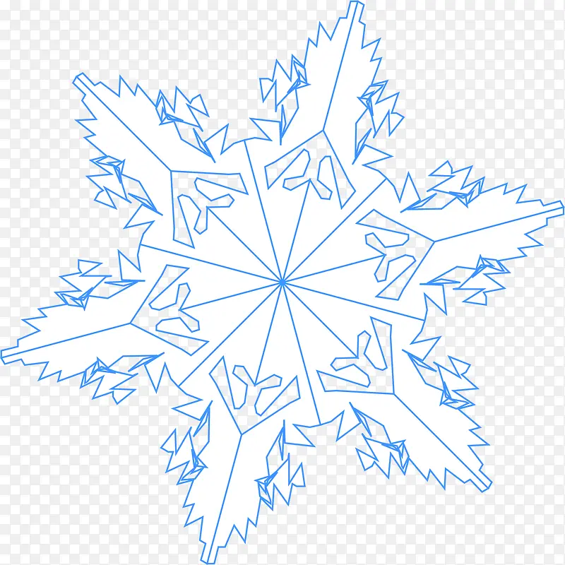 蓝色冬日线条雪花片