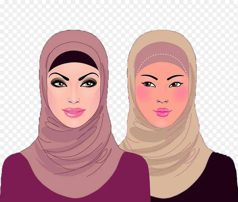包着头纱的穆斯林姐妹
