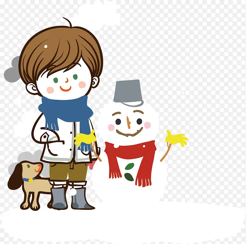 儿童雪人滑雪矢量冰雪乐园