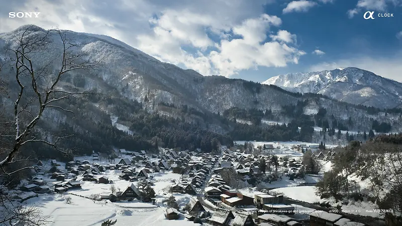 蓝天白云雪景唯美