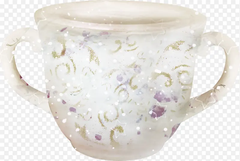 手绘花纹装饰白色茶杯瓷杯