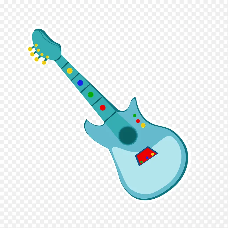 卡通蓝色的电吉他设计