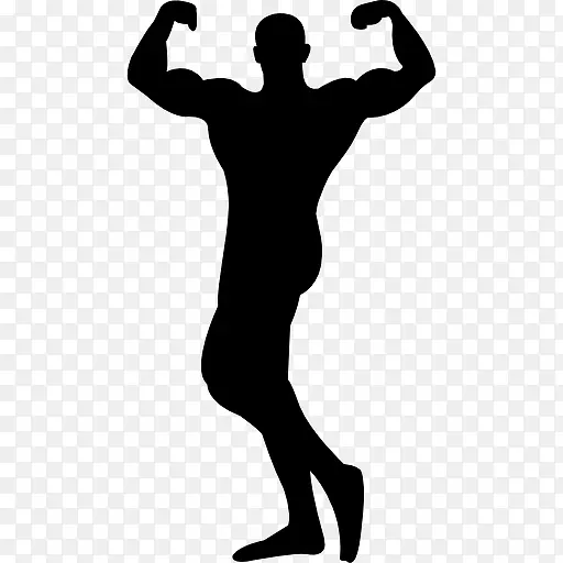 男性健美的肌肉轮廓图标