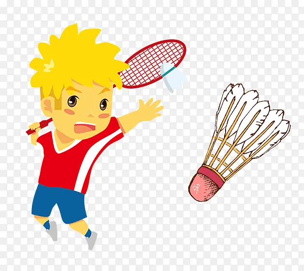 卡通羽毛球运动员