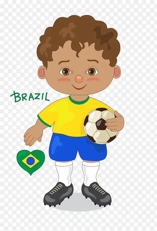 手绘世界杯巴西队卡通形象