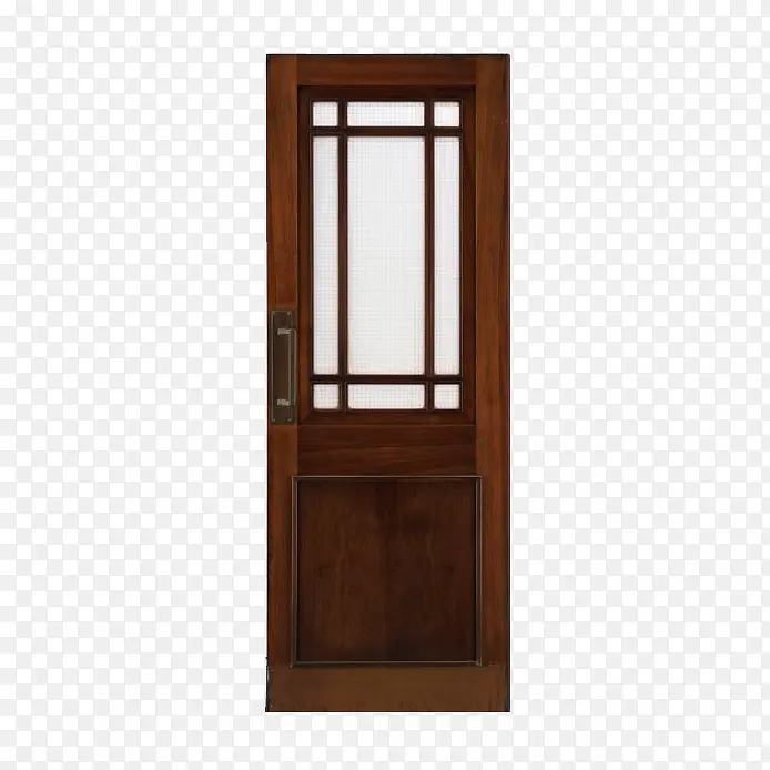 褐色木条装饰的门