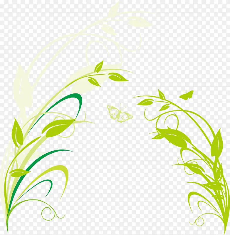 绿色植物标签矢量图