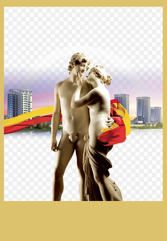 欧式意境雕塑地产海报