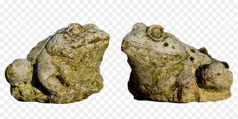 两只青蛙石墩像