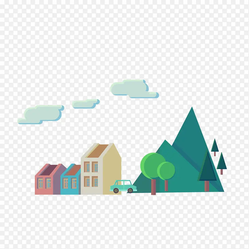 卡通手绘城市简笔画矢量png