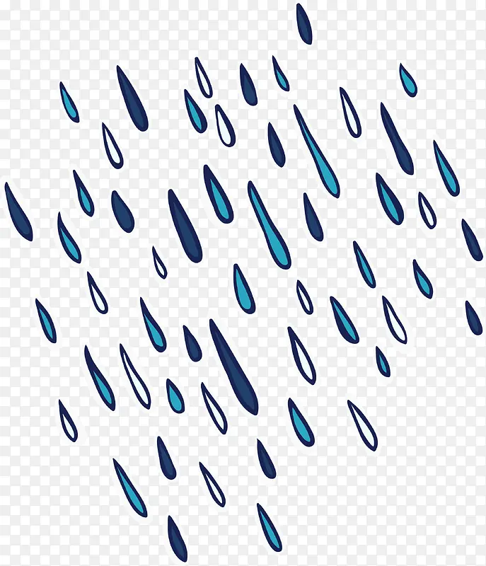 卡通手绘蓝色的雨水