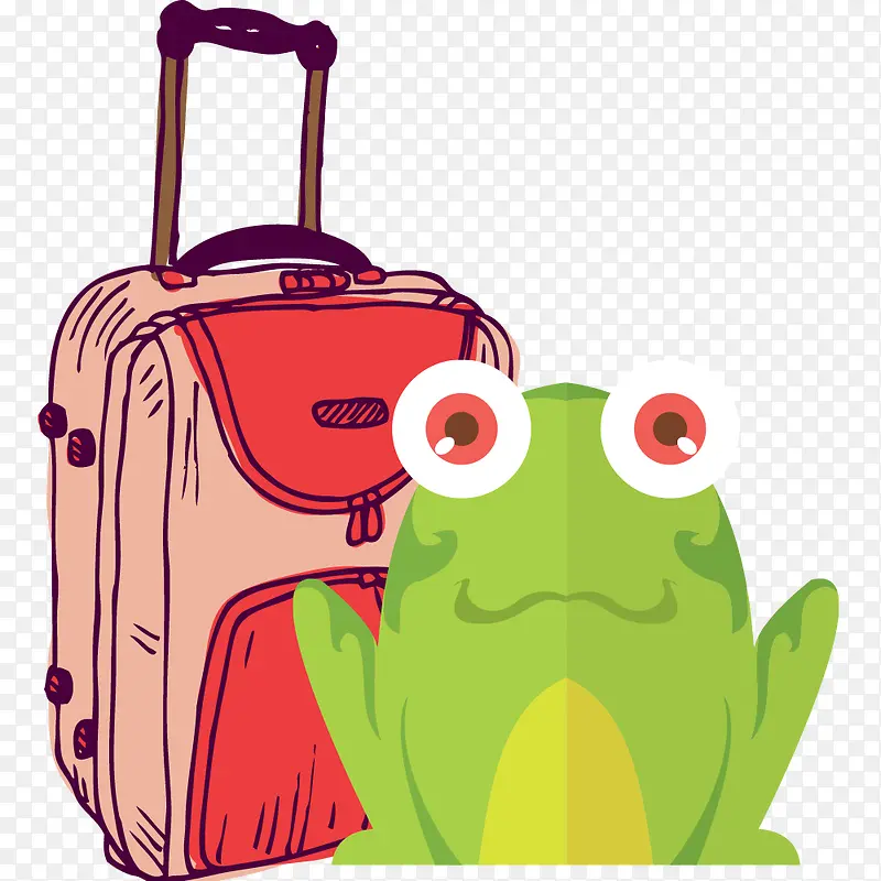 彩色旅行箱创意旅行青蛙设计素材