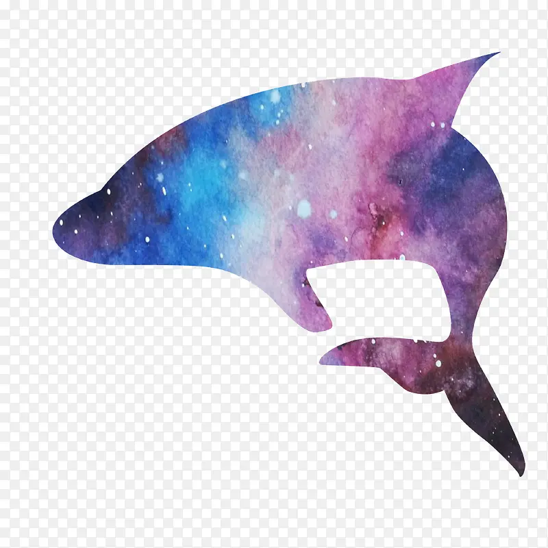 手绘彩色海豚剪影