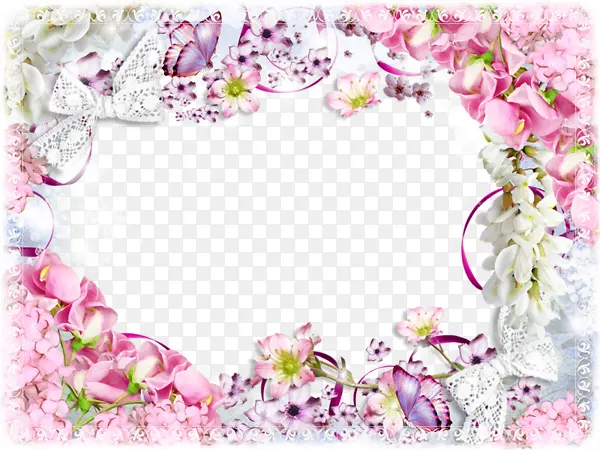 粉色花卉相框