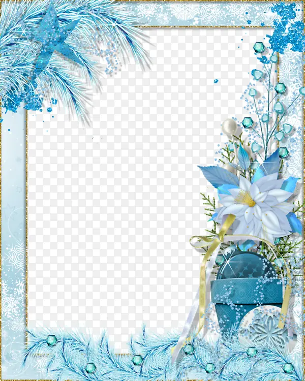 卡通蓝色相框装饰花朵