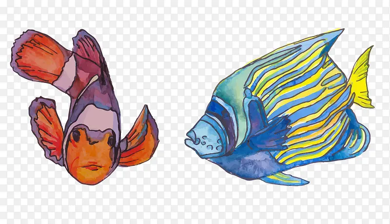 水彩油画鱼类
