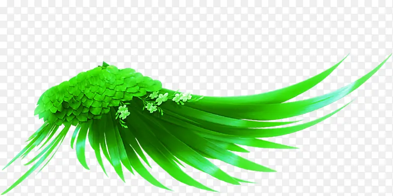 绿色植物小草翅膀装饰