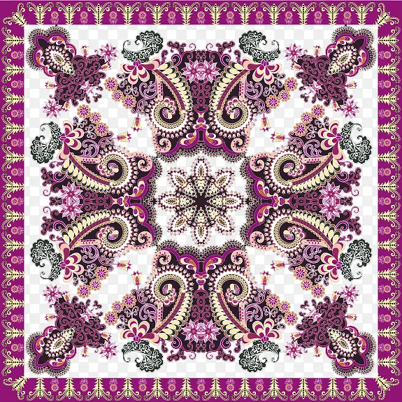 紫红色孔雀元素地毯