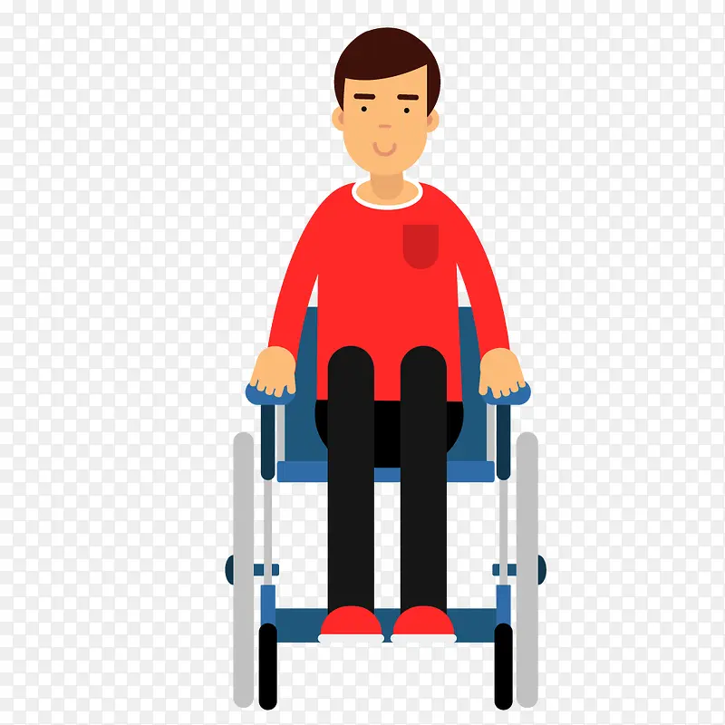卡通人物轮椅上的病人矢量素材