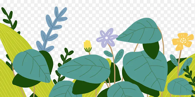 小清新手绘夏日植物装饰插图