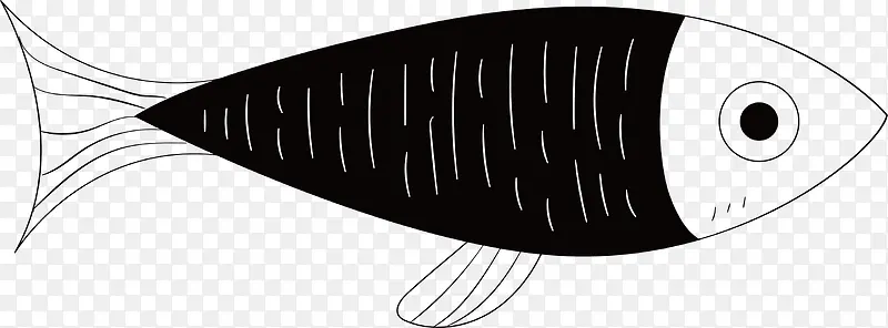 水产手绘黑色海鲜鱼类矢量素材