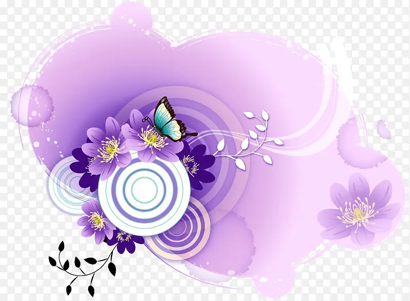 紫色梦幻花纹素材