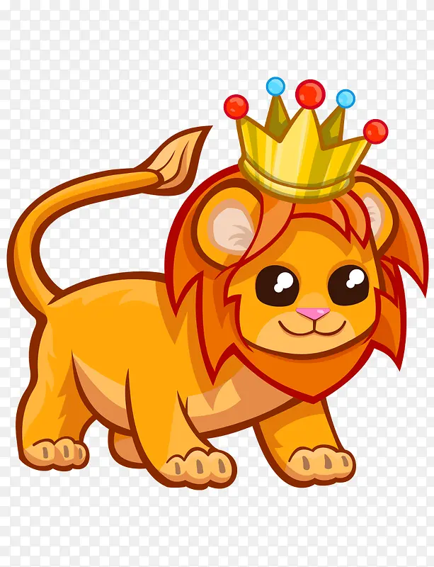 卡通手绘戴皇冠可爱狮子