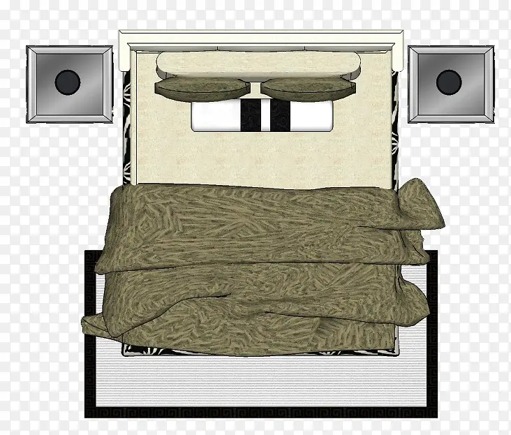 彩平图户型图复古床床头柜