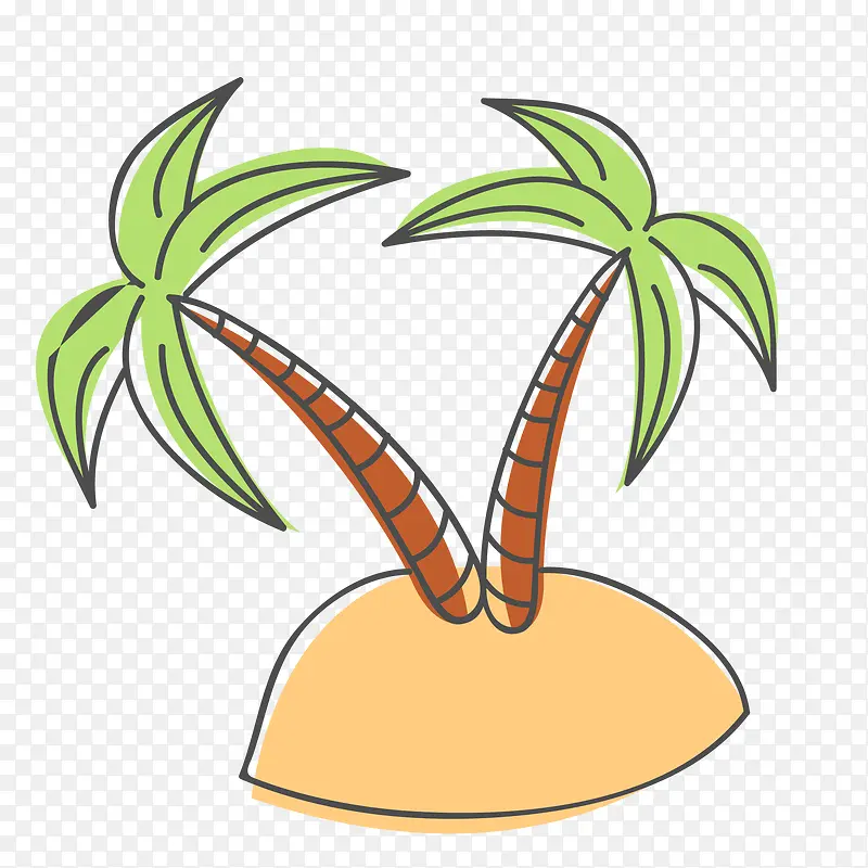卡通手绘彩绘椰子树