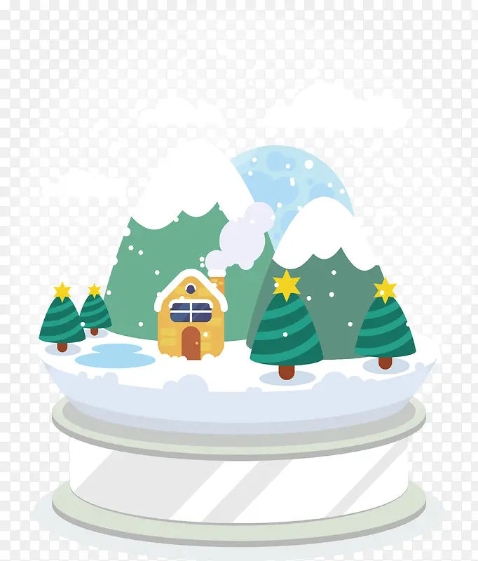 暖冬下雪的圣诞小镇水晶球