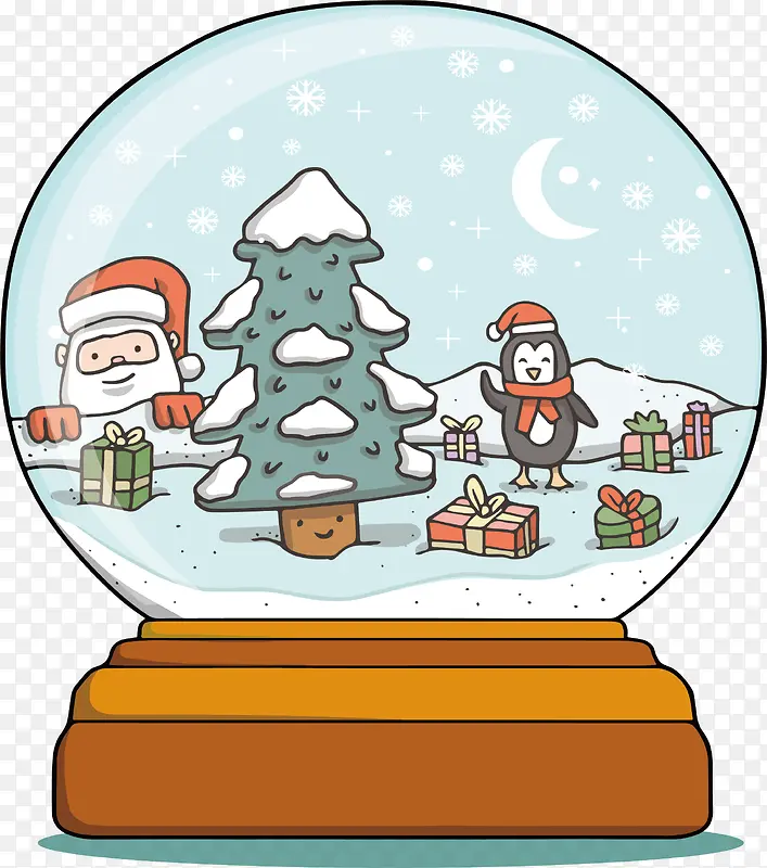 手绘下雪圣诞水晶球