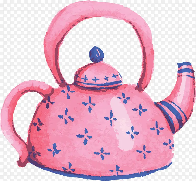 粉红色手绘的茶壶